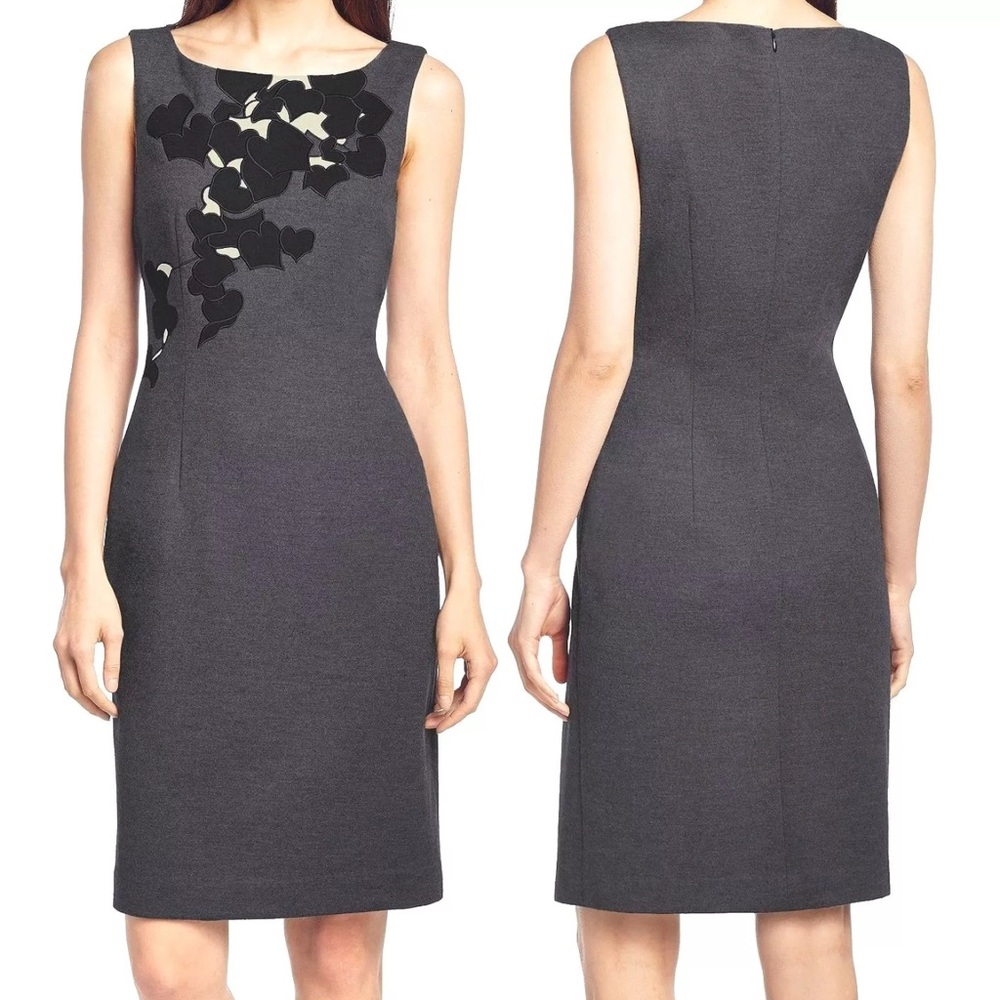 Hugo Boss Gray Asymmetrical Embellished Sheath Dress